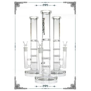 Quality Phoenix Star Straight Glass Water Pipe Bong Triple Honeycomb Perc for sale