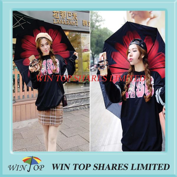 Buy Creation fashionable UV block selfie stick flower parasol at wholesale prices