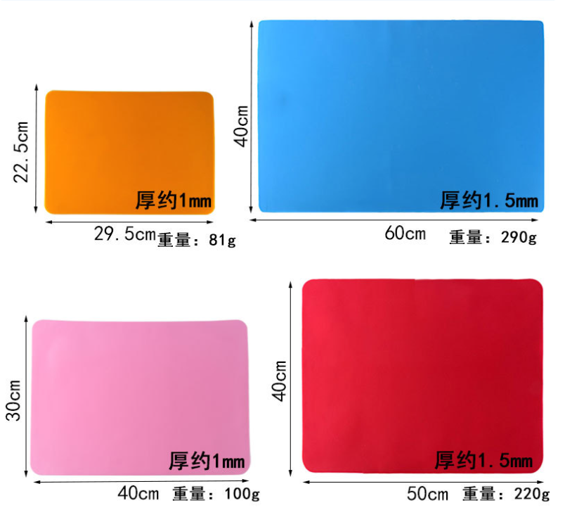 Soft Foldable Silicone Food Table Mat Baking Mat Rectangle Shape for Table Decoration