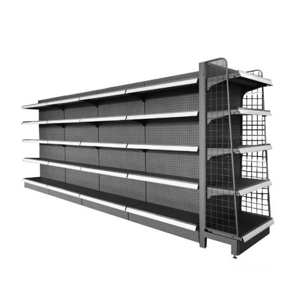 Convenience Store Double Sided Gondola Shelving Metal Supermarket Shelves Rack