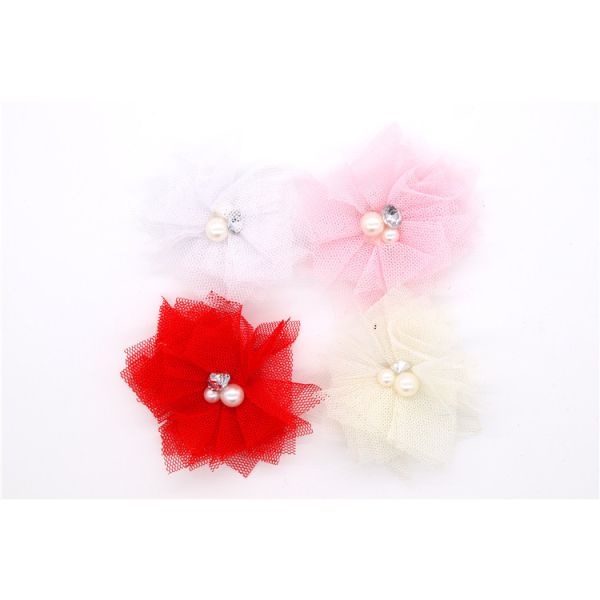 Buy girl Chiffon flower shoe clips/Sewing Bead Handmade Flower Yarn, lace, Chiffon Grey,black,white,red,blue at wholesale prices