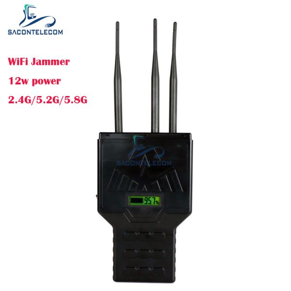 12W Handheld WiFi Bluetooth 2.4G 5.2G 5.8G Mobile Phone Signal Jammer with 50