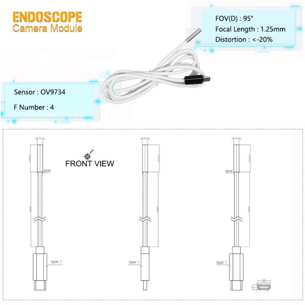 3.9mm OV9734 Borescope Inspection digital Camera Module Endoscope