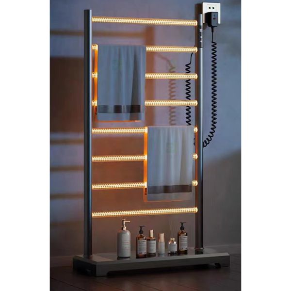 Buy SUS304 Steel Black Floor Free Standing Towel Warmer Hot Towel Warmer Rack at wholesale prices