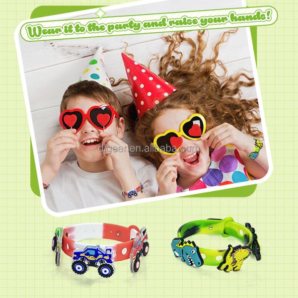 Colorful Silicone Wristband Adjustable Bracelet for Charms and Wrist Strap Shoes