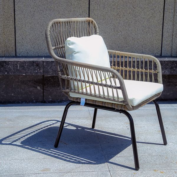 Garden Table Chairs Rattan Set Patio Dining Chair Rope Woven Beach Chair Wood