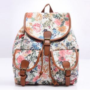 New wave canvas printing leisure backpack schoolbag travel Female