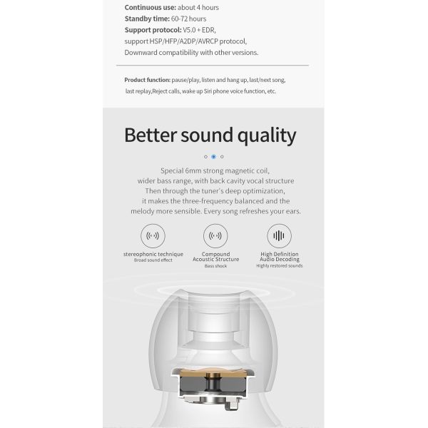 Deep Bass Bluetooth Sport True Wireless Gym Earbuds (for iPhone)