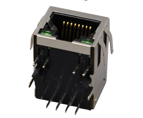 Buy Double Green LED Light RJ45 Jack Connector Silvery Colour 8 Pin In Network Products at wholesale prices