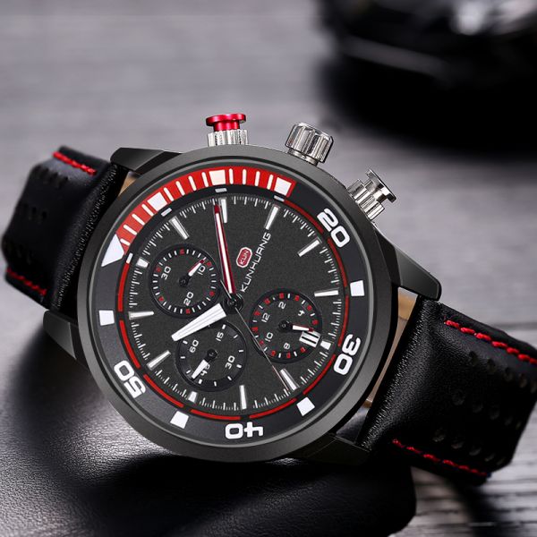 Teens Case Diameter 43mm Leather Chronograph Watches