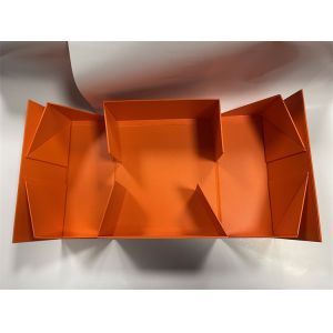 Orange Collapsible Paper Box CMYK Rectangular Cardboard Box With Lid
