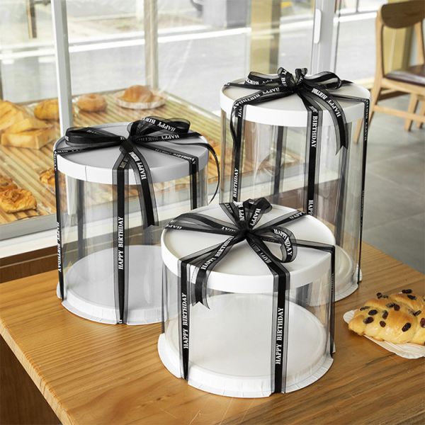 Luxury Custom Cake Box White Clear Square Transparent Birthday Party Gift Box