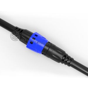 Solder 4pin M19 Connector Overmolded Blue Nylon PA66 Aluminum Alloy Shell