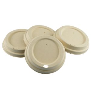 China Custom Plants Coffee Cups Lids Made From Sugarcane Bagasse Pulp Withe PFAS-Free on sale