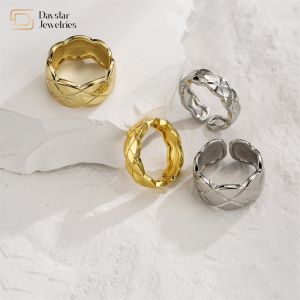 China 18k Real Gold Plated Wide Band Rings Couple Wavy Texture Adjustable on sale