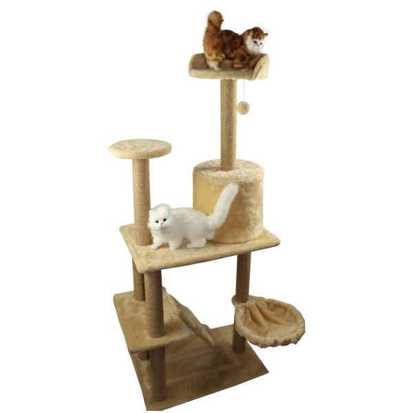 2 Level Wooden Cat Tree Outdoor For Heavy Cats Beige Home Coffee Shops Luxury 150cm 170cm 180cm
