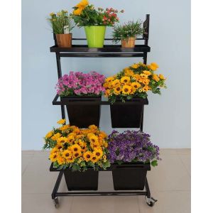 Mobile Flower Display 100kg Loading Capacity With Vases And Shelf