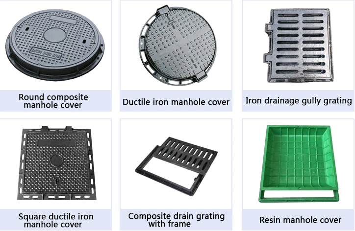 Black Bitumen Coated Cast Iron Manhole Cover Metal Double Seal Customized Logo