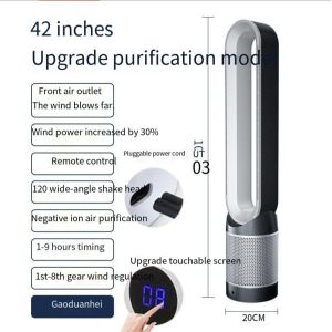 Silent 42 inch Tower Fan with Remote Control and Hepa Air Purifier No Vane