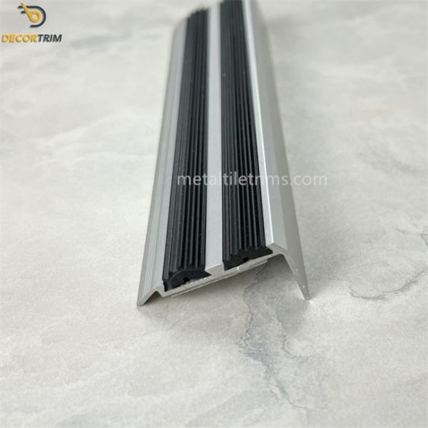 Buy Silver / Grey Bullnose Tile Trim Metal Trim Shower Niche Punching Roud Stair Nosing at wholesale prices