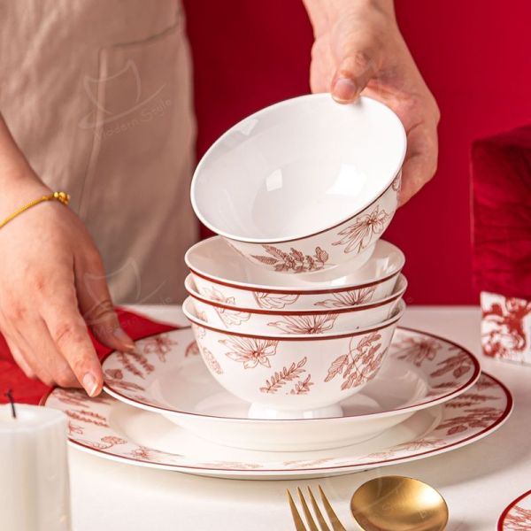 Custom Porcelain Christmas Plate Chinese Style Under Glazed Ceramic Ornaments