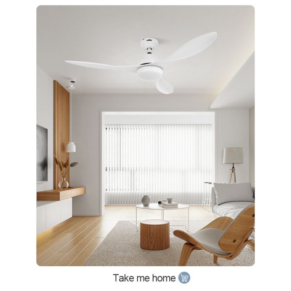 Home Office 52 Inches White Ceiling Fan with LED Light and Remote in Mulit Colors
