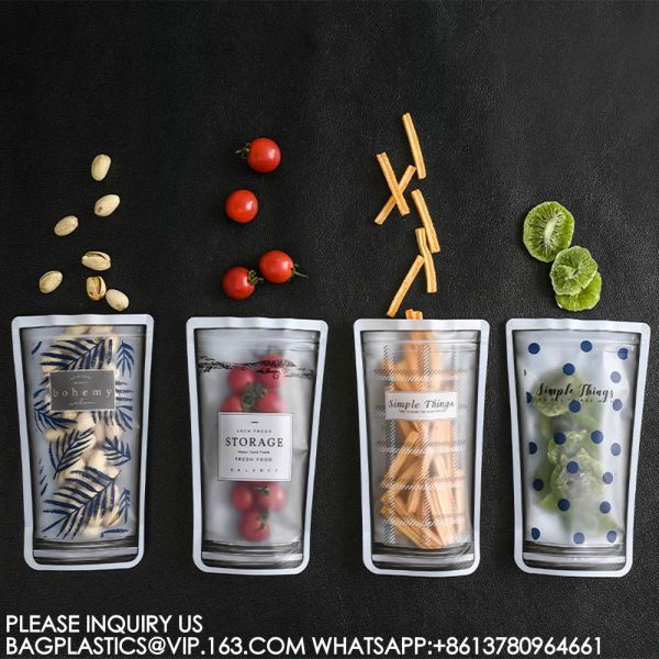 Bio Reusable Sealed Stand-Up Bag Window Zipper Bag Candy Snack Nut Food Packaging Bag
