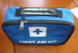 blue first aid bag empty family outdoor car use
