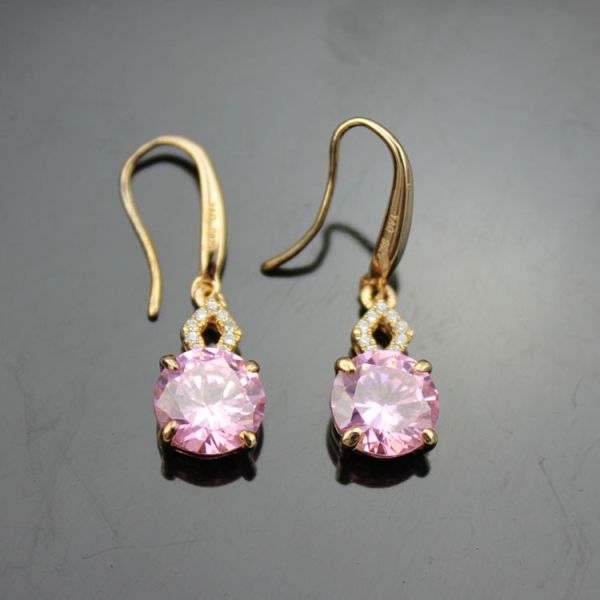 18k White Gold Plated 925 Silver Round Tanzanite Cubic Zircon Earrings (PSJ0163)