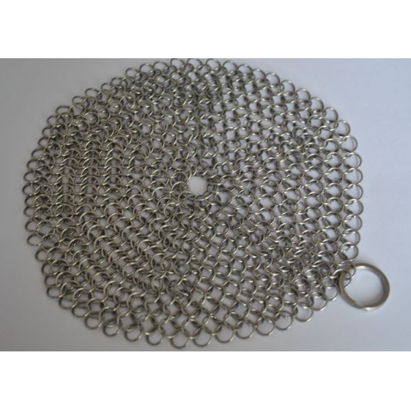 7X7 Inch 316 SS Ringer Cast Iron Cleaner / Wire Mesh Scrubber Round Shape