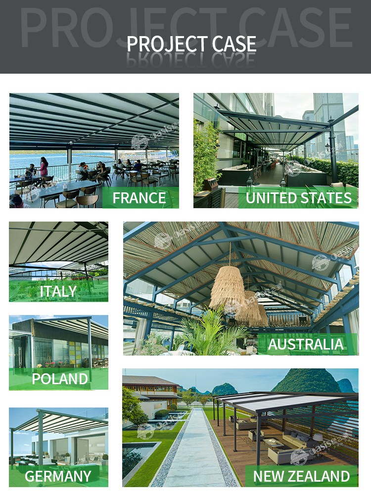 Retractable Windproof Canopy Ultra-Lightweight Aluminum Pergola Customizable Outdoor Sunshade Retractable Roof Pergola Gazebo