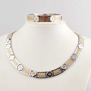 China US Europe Fashion 316L Stainless Steel Bracelet With Matched Necklace Jewelry Set CQS76 on sale