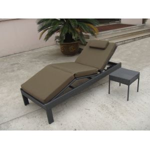 Outdoor Patio Rattan Sun Lounger , Balcony Dark Brown Lounger