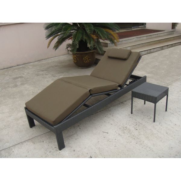 Buy Outdoor Patio Rattan Sun Lounger , Balcony Dark Brown Lounger at wholesale prices