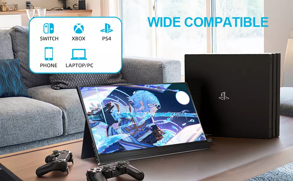 HD Mini 15.6 Inch FHD 1080P LCD Dual Screen Portable Monitor Type C For PC Phone PS5