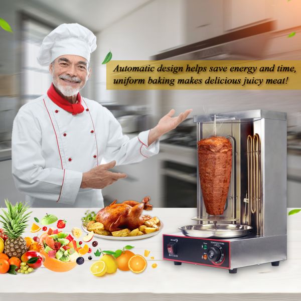 2 Burners Electric Vertical Rotisserie Chicken Broiler for Automatic Meat Production