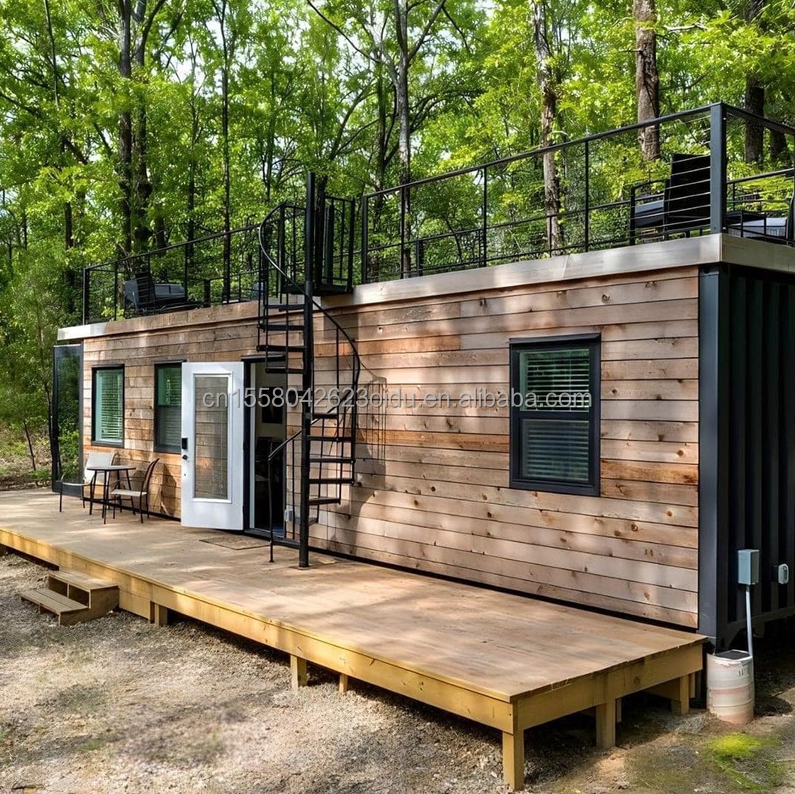 Galvanized Steel Bending 40ft Portable Wooden Container House with 2 Bedrooms and 1 Living Room