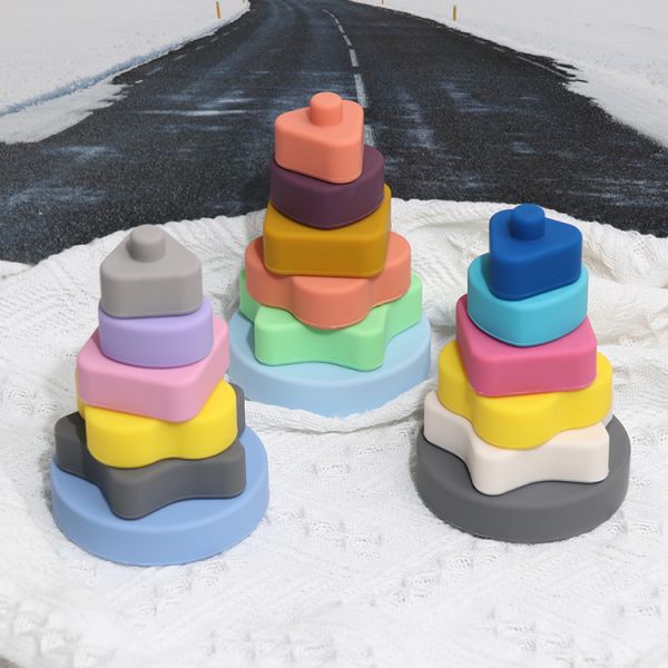 CE Educational Silicone Stacking Toys Creative Building Blocks SGS For Kids