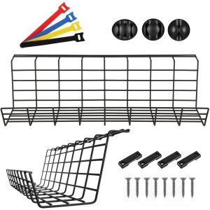 Office and Home Standing Desk Cable Tray Basket with Sturdy Metal and Flexible