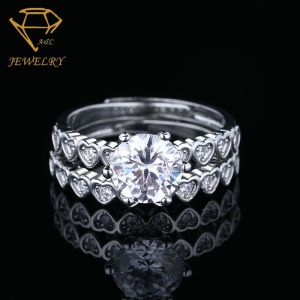 Two In One 925 Sterling Silver Diamond Ring Prong Setting