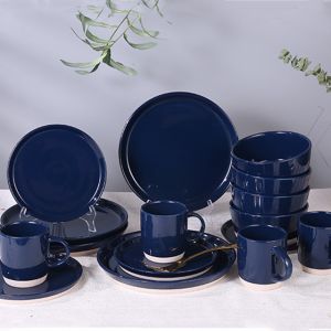 Dark Blue 16PCS Craftsman Dinnerware Savall Ceramic Tableware Set