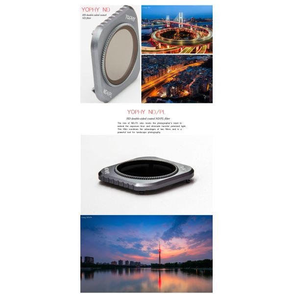 Black DJI Mavic Pro Drone Filters , Aluminum Alloy Camera Lens Filter ND/PL Filter