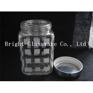 Quality big 2500ml glass storage jar with lid, glass container for sale