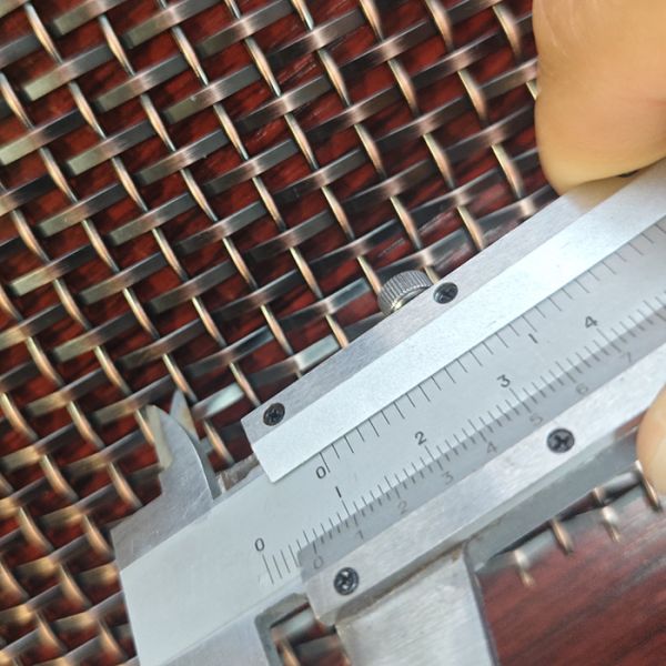 Decorative Antique Brass Copper Plated Stainless Steel Crimped Flat Wire Mesh Interior Grilles For Building Facade Partition Divider Curtain Wall