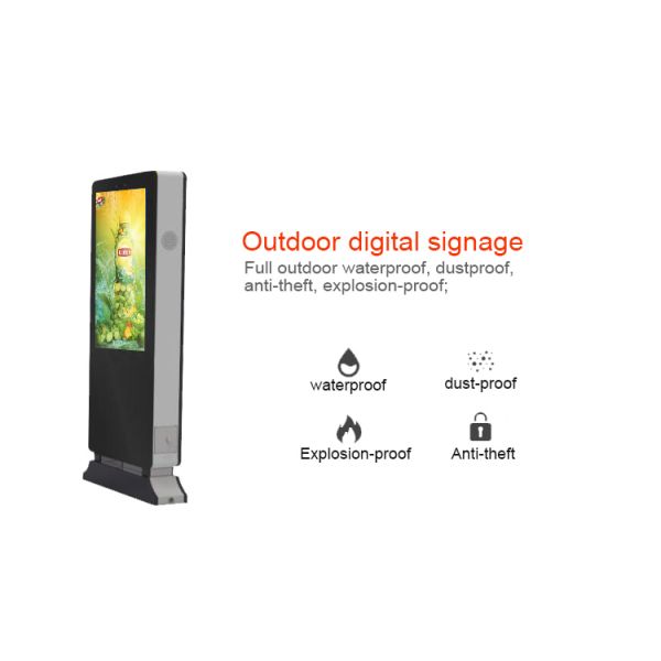 IP65 Outdoor Digital Signage Advertising Monitor Sunviewable , Outdoor Totem Kiosk