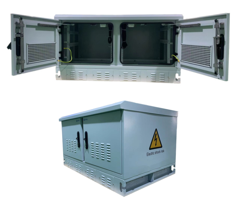 Two Compartment Weatherproof Outdoor Cabinet For Telecom Equipment With High Anti-Corrosion Performance And IP55 Protection