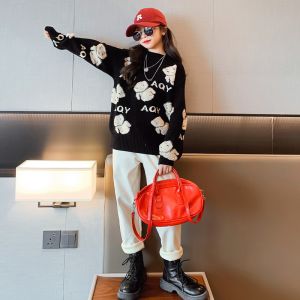 Thickened Childrens Spring Clothes Embroidery Craft Bear Sweater And Jogger