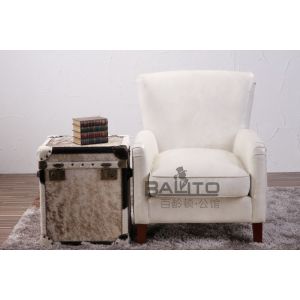 antique white leather chair,#2012