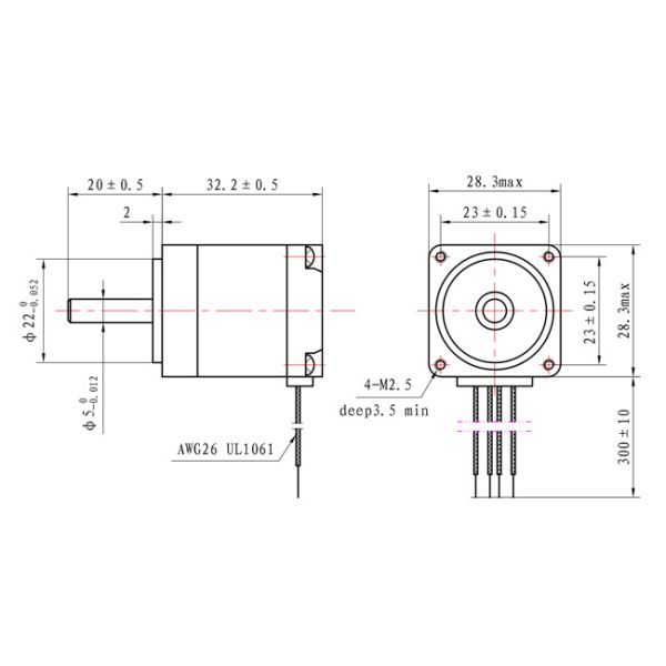 0.67A NEMA 11 Hybrid Stepper Motor 28*28*32mm 80mN.M 0.67A CE ROHS