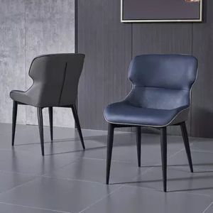 Delicate Stitching Retro Style Metal Legs Dining Chairs Scratching Proof